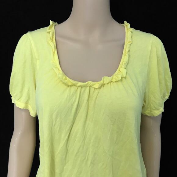 Anthropologie Ric Rac Yellow Ruffle Keyhole Back Blouse Top M - Picture 4 of 8